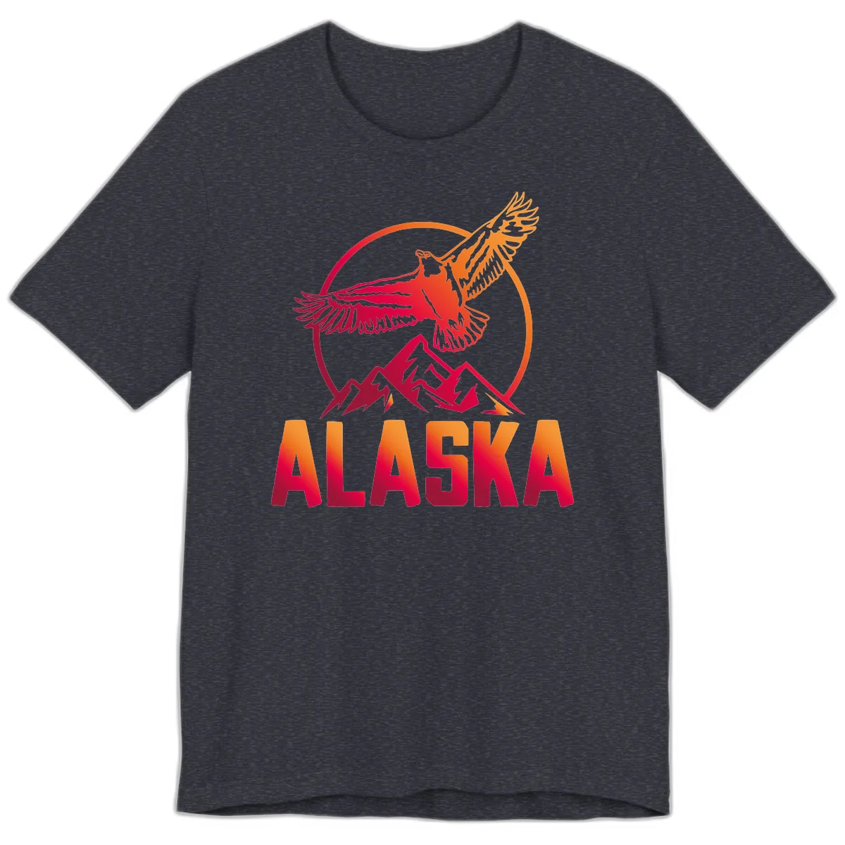 Soaring Eagle Alaska Mountains Premium T-Shirt in Heather Navy