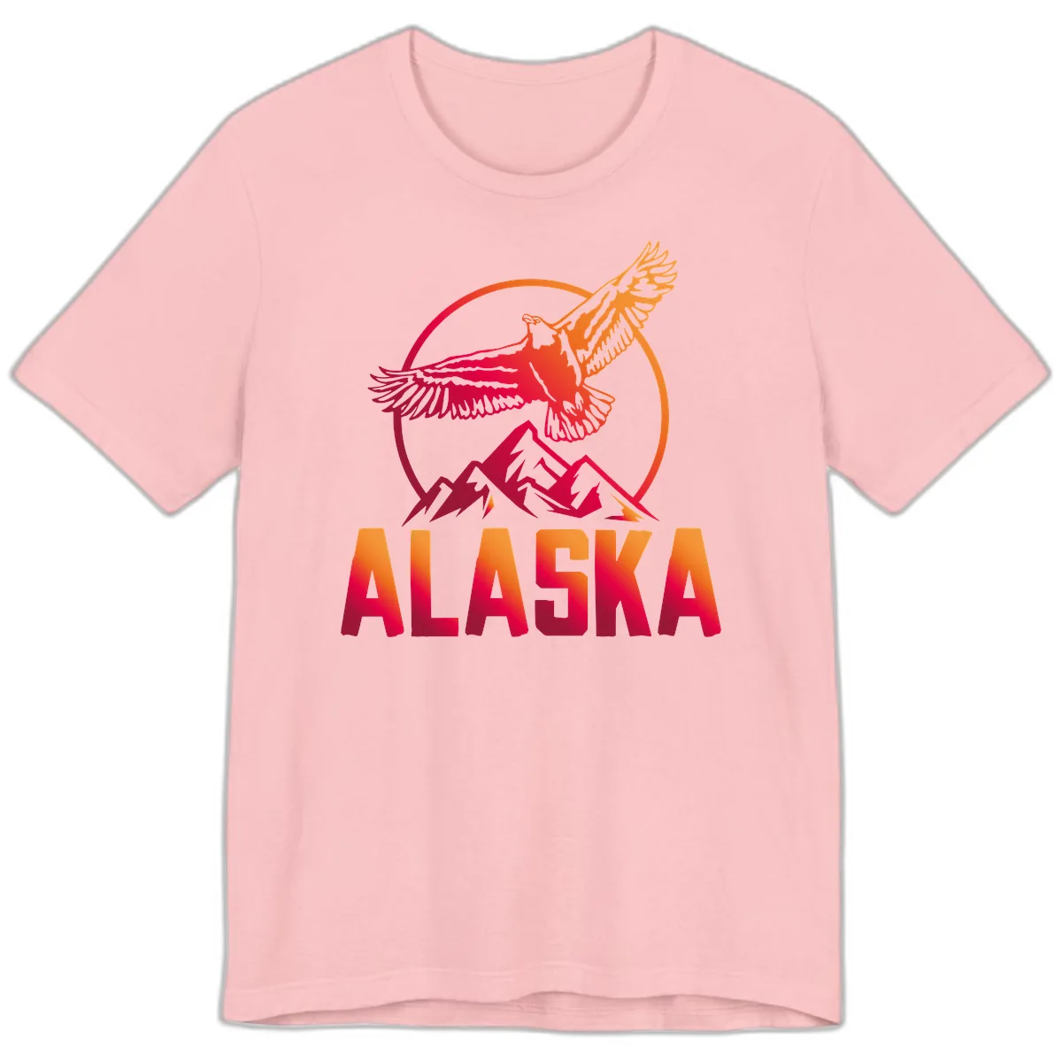 Soaring Eagle Alaska Mountains Premium T-Shirt in Pink