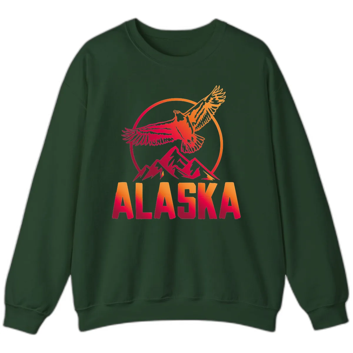 Soaring Eagle Alaska Mountains Sweatshirt in Forest Green