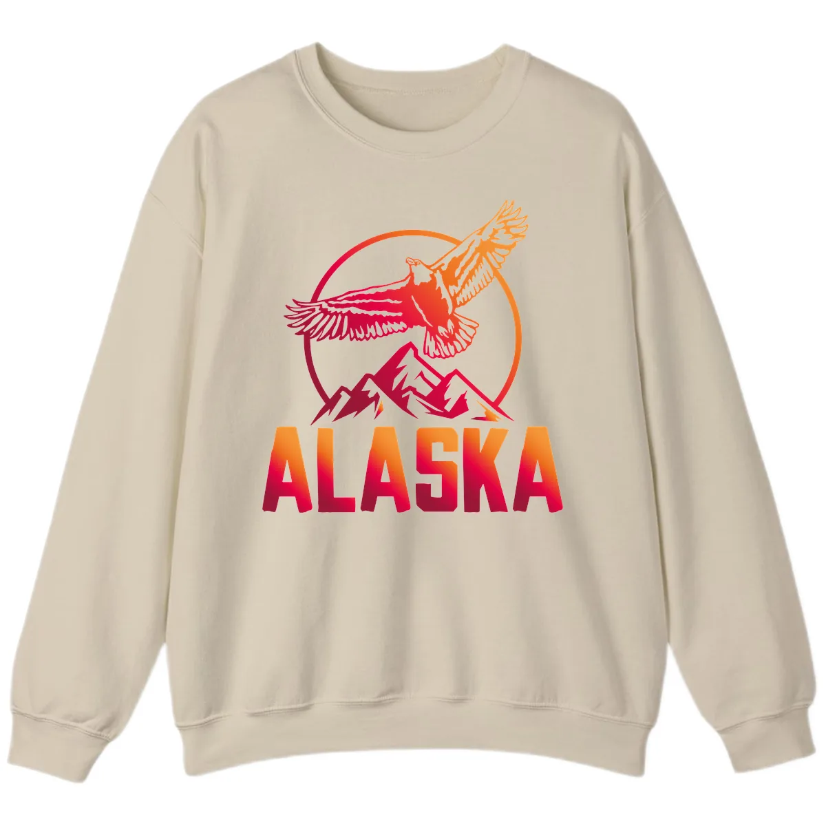 Soaring Eagle Alaska Mountains Sweatshirt in Sand