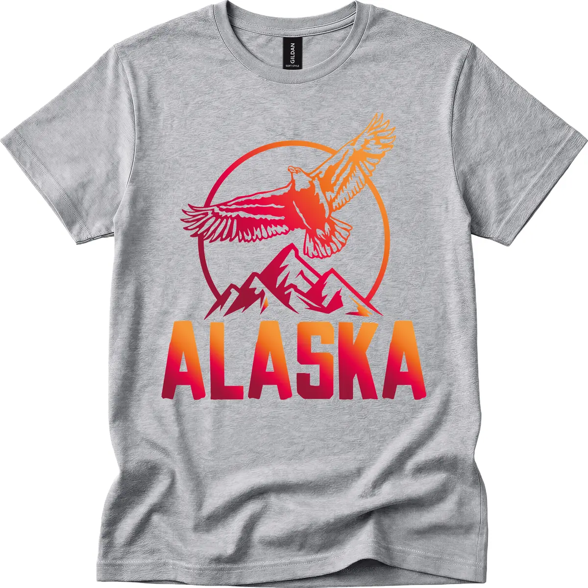 Soaring Eagle Alaska Mountains T-Shirt in Sport Grey