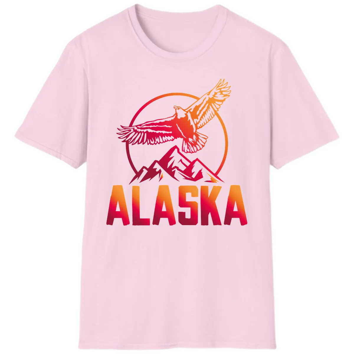 Soaring Eagle Alaska Mountains T-Shirt in Light Pink