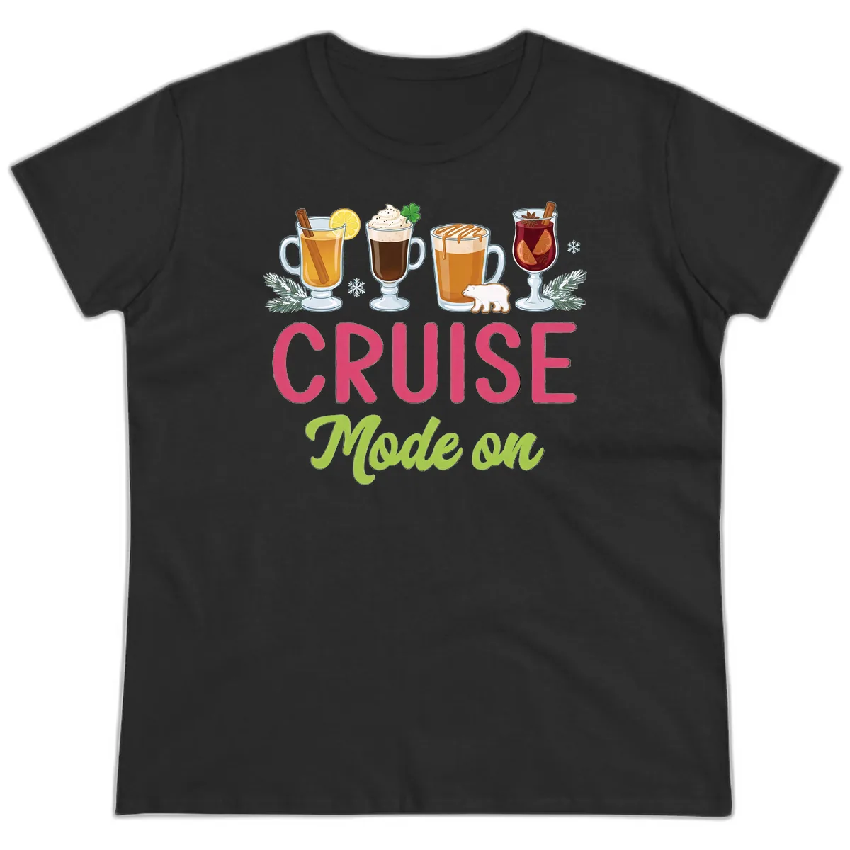 Cruise Mode On Ladies Tee in Black
