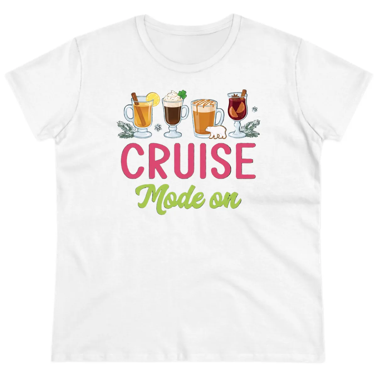 Cruise Mode On Ladies Tee in White