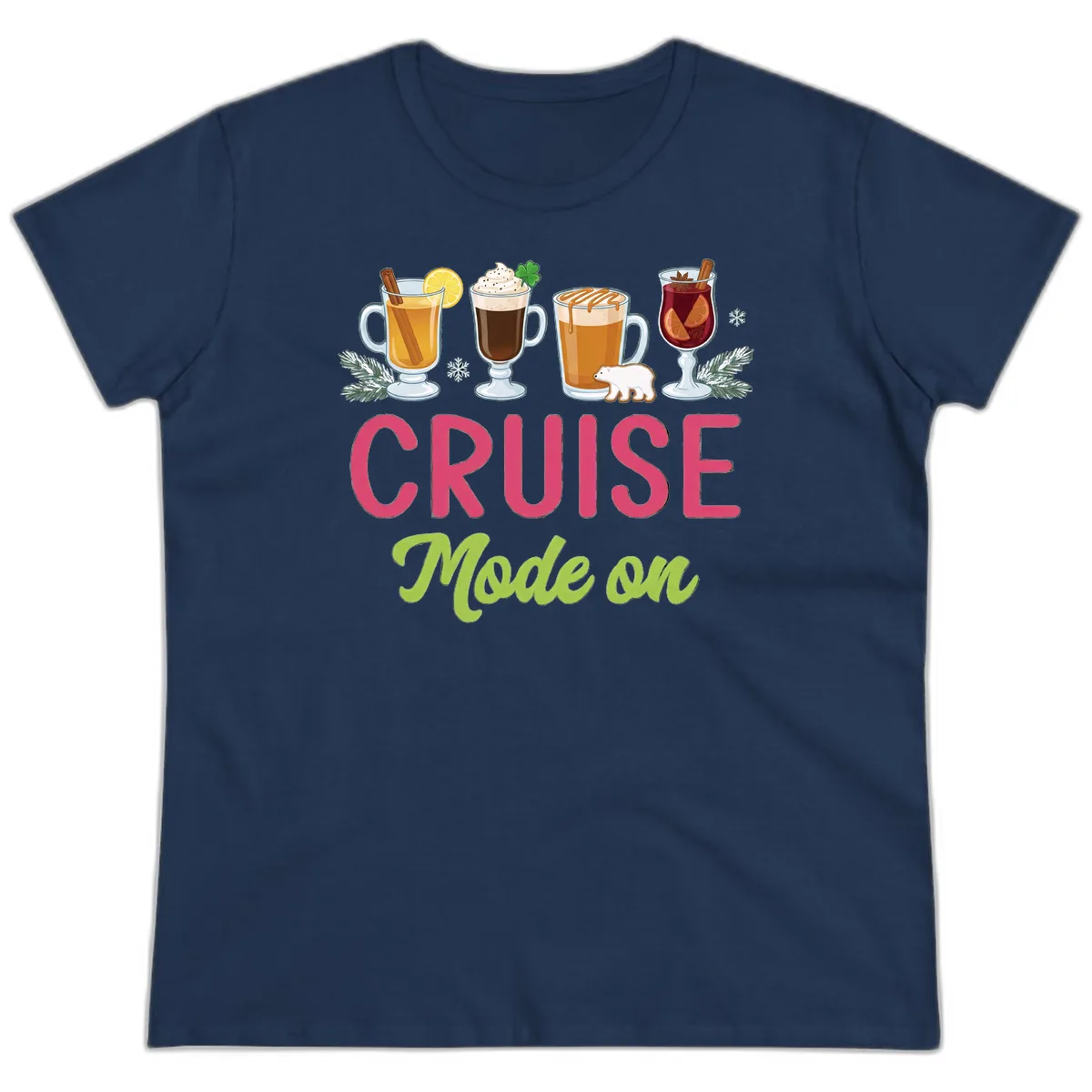 Cruise Mode On Ladies Tee in Navy