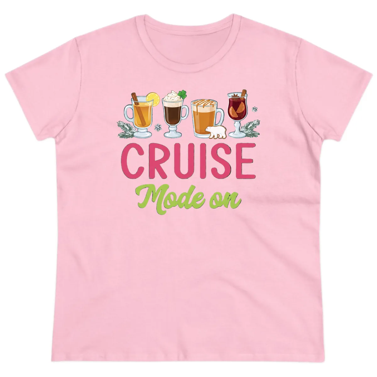 Cruise Mode On Ladies Tee in Light Pink
