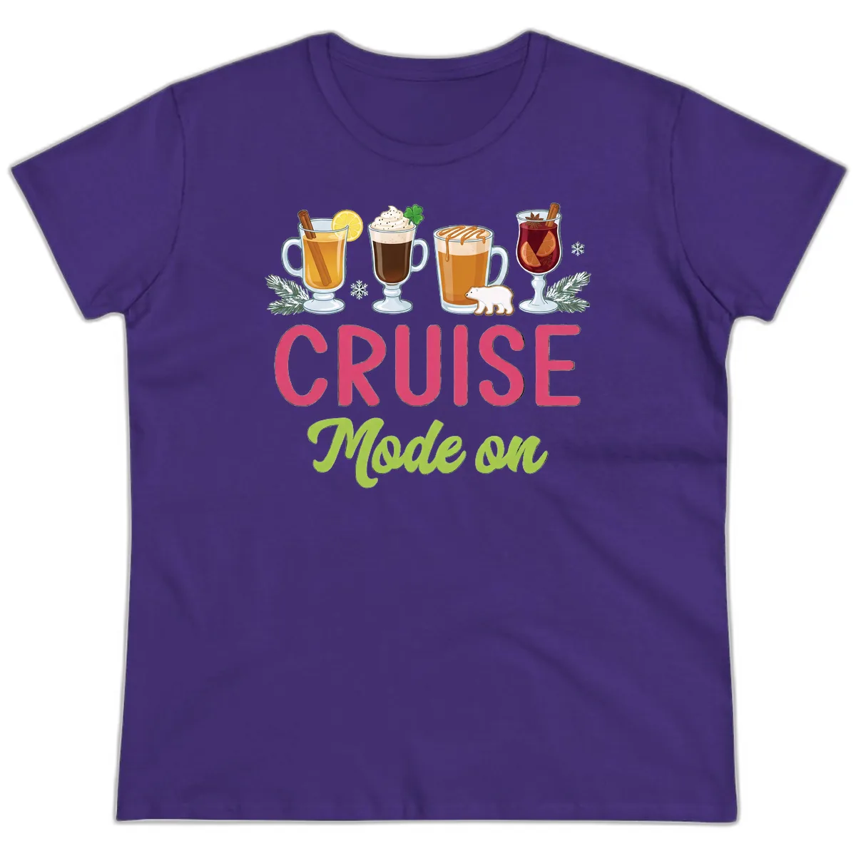 Cruise Mode On Ladies Tee in Purple