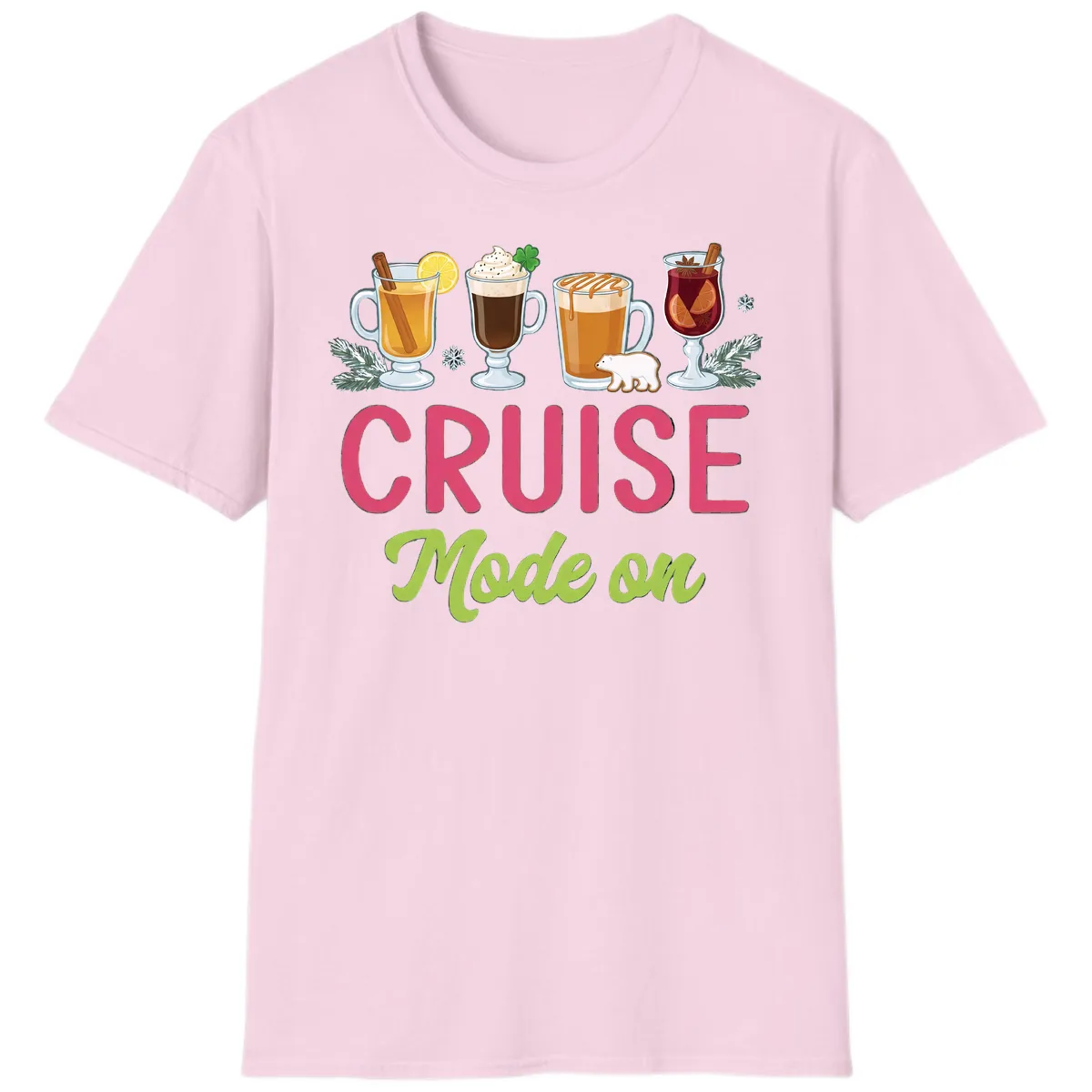 Cruise Mode On T-Shirt in Light Pink