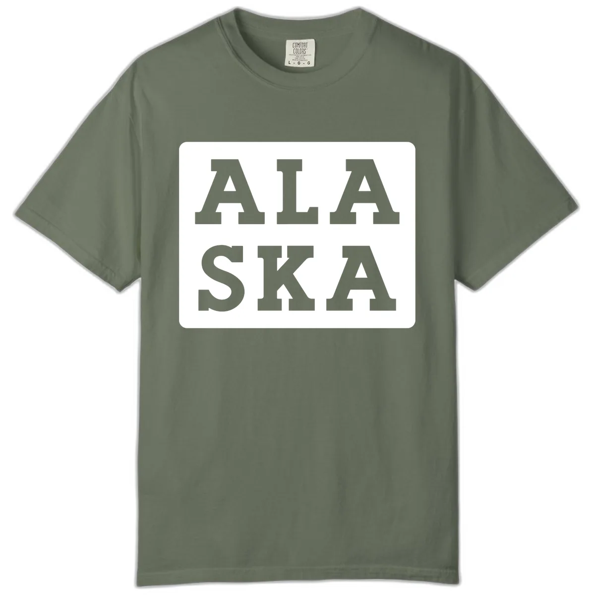 Alaska Cruise Pun Lettering Design Comfort Color in Moss