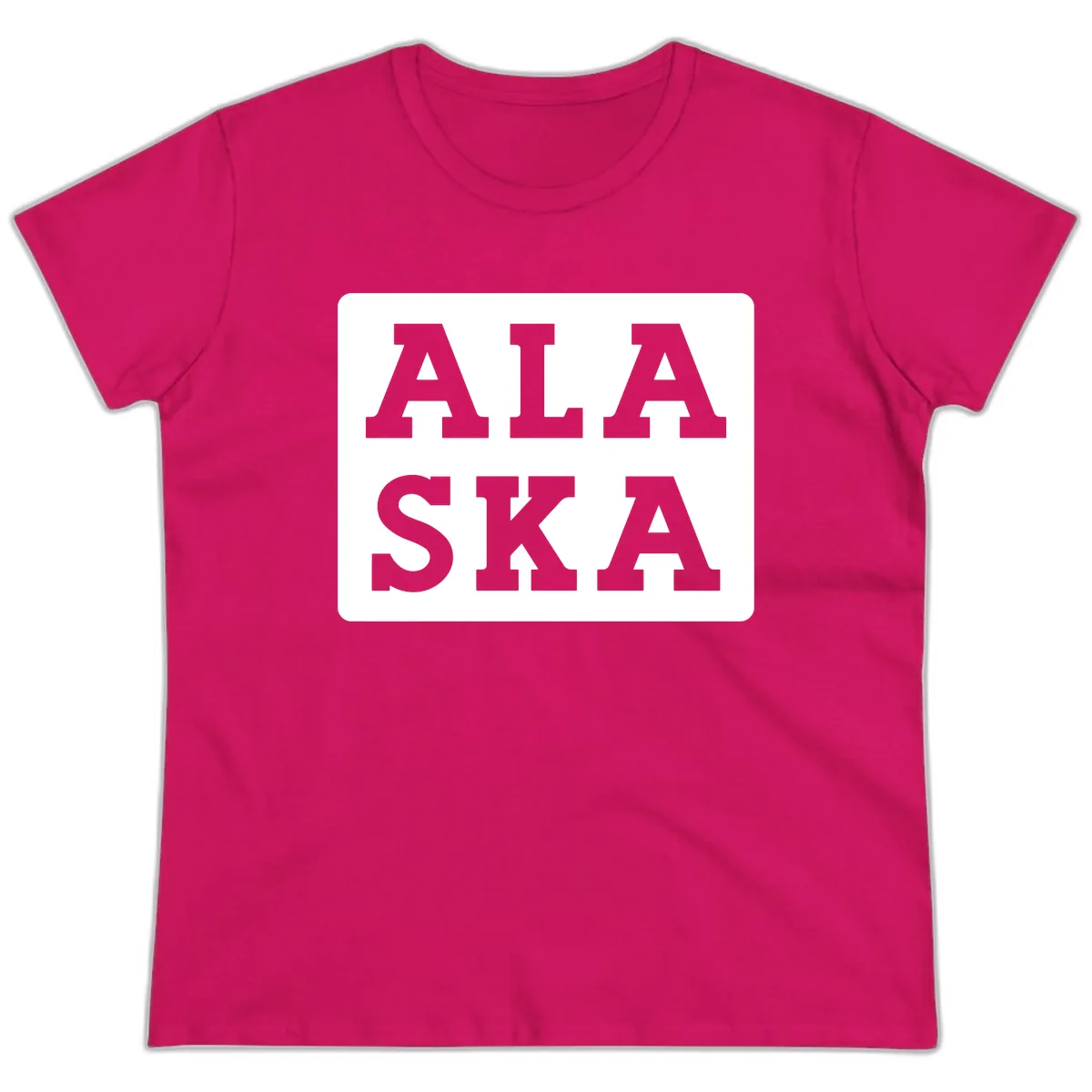 Alaska Cruise Pun Lettering Design Ladies Tee in Heliconia