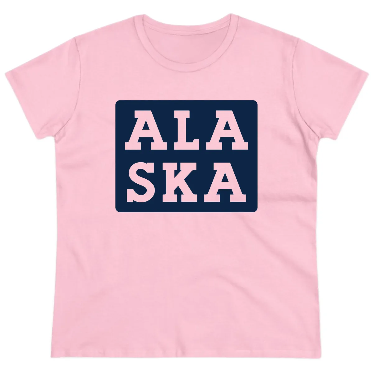 Alaska Cruise Pun Lettering Design Ladies Tee in Light Pink