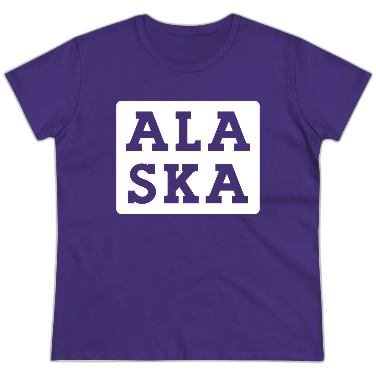 Alaska Cruise Pun Lettering Design Ladies Tee in Purple