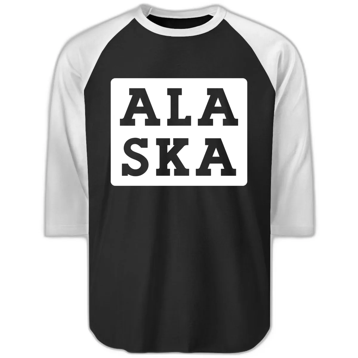 Alaska Cruise Pun Lettering Design Raglan 3/4 in Black White
