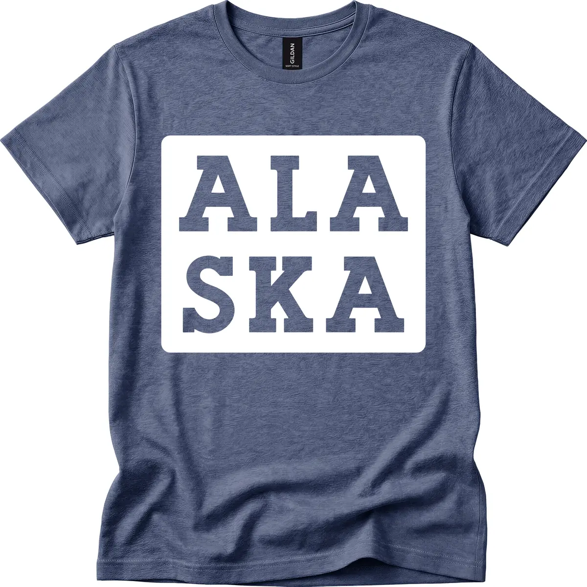 Alaska Cruise Pun Lettering Design T-Shirt in Heather Navy