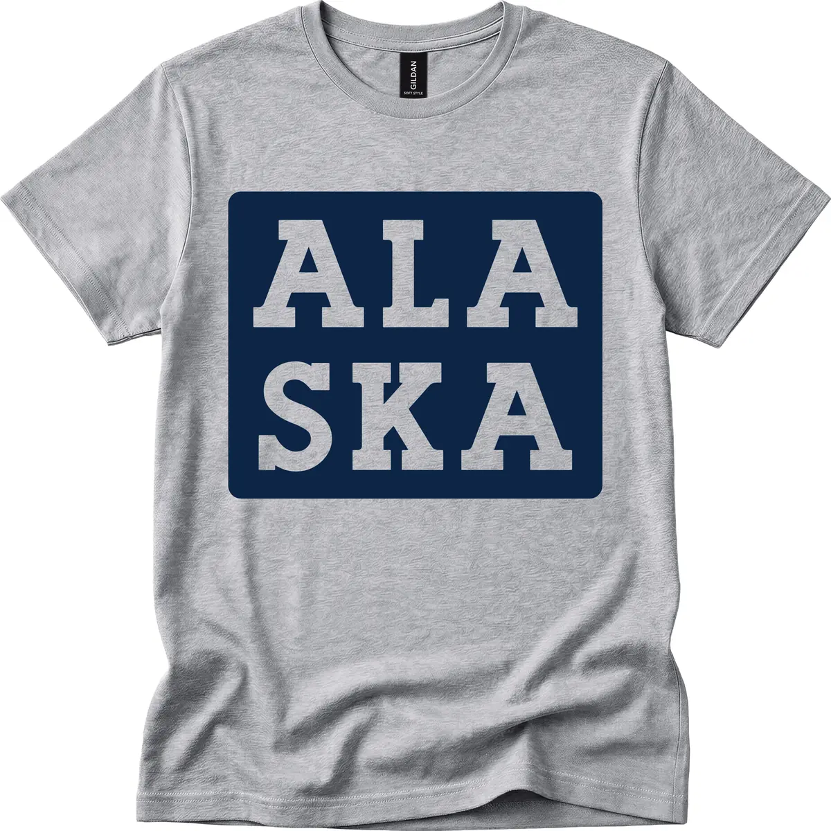 Alaska Cruise Pun Lettering Design T-Shirt in Sport Grey