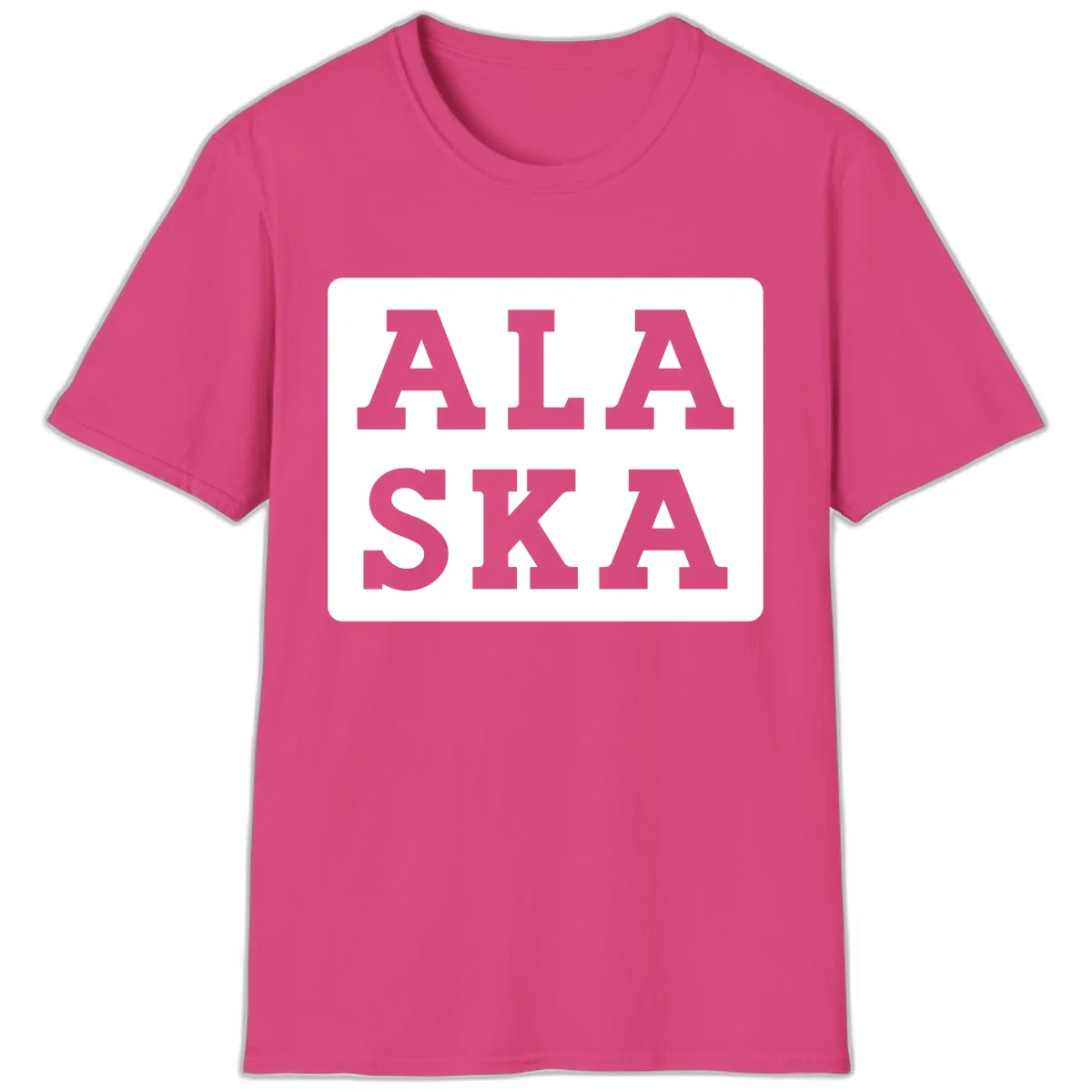 Alaska Cruise Pun Lettering Design T-Shirt in Heliconia