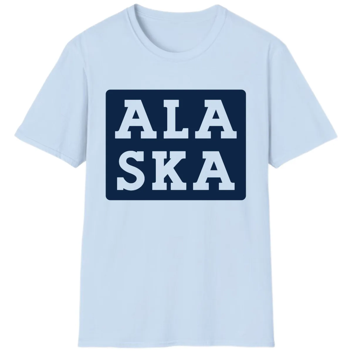Alaska Cruise Pun Lettering Design T-Shirt in Light Blue