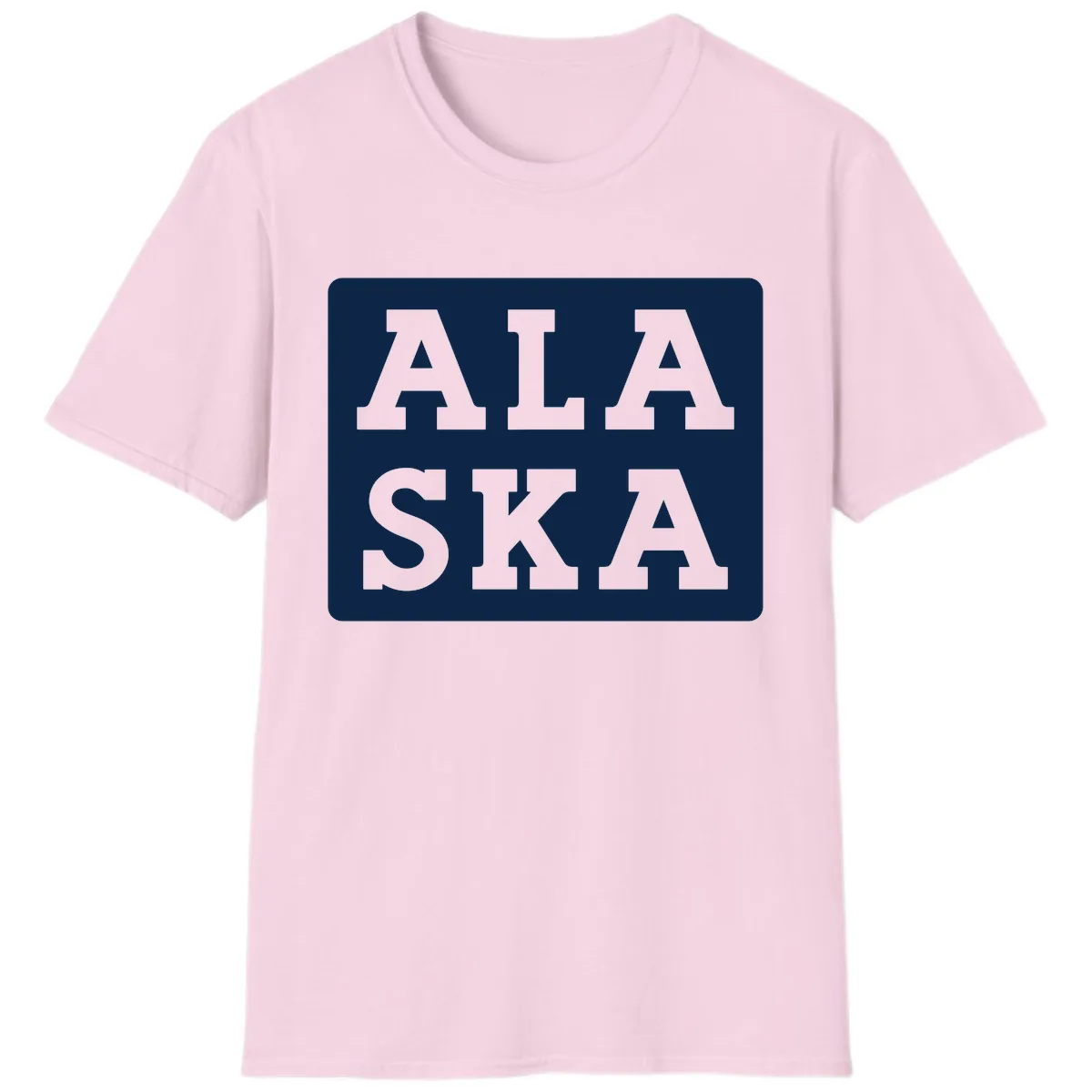 Alaska Cruise Pun Lettering Design T-Shirt in Light Pink