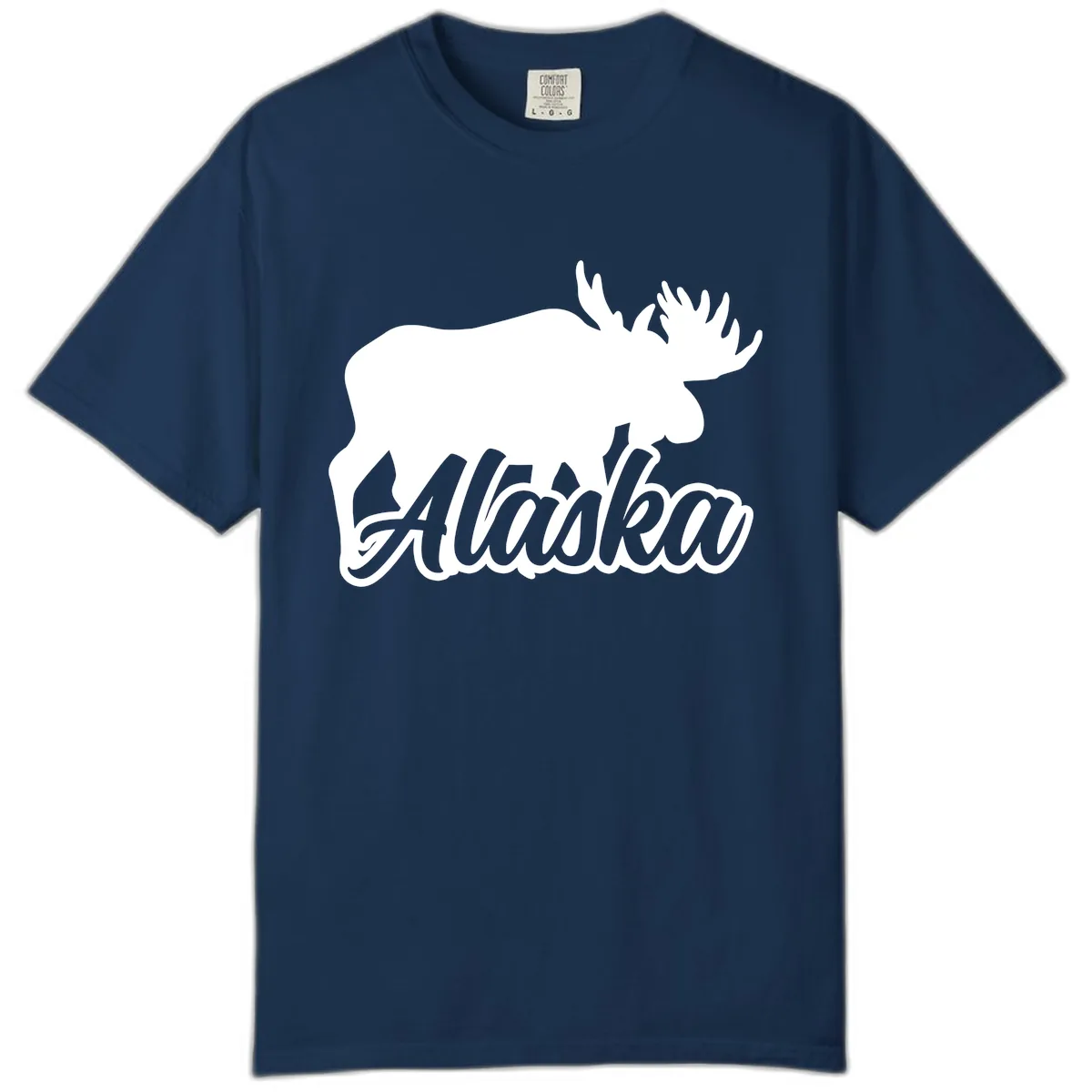 Moose Alaska Silhouette Design Comfort Color in Navy