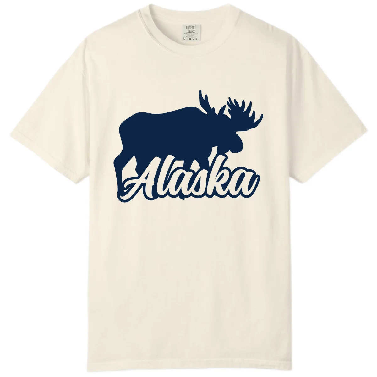 Moose Alaska Silhouette Design Comfort Color in Ivory