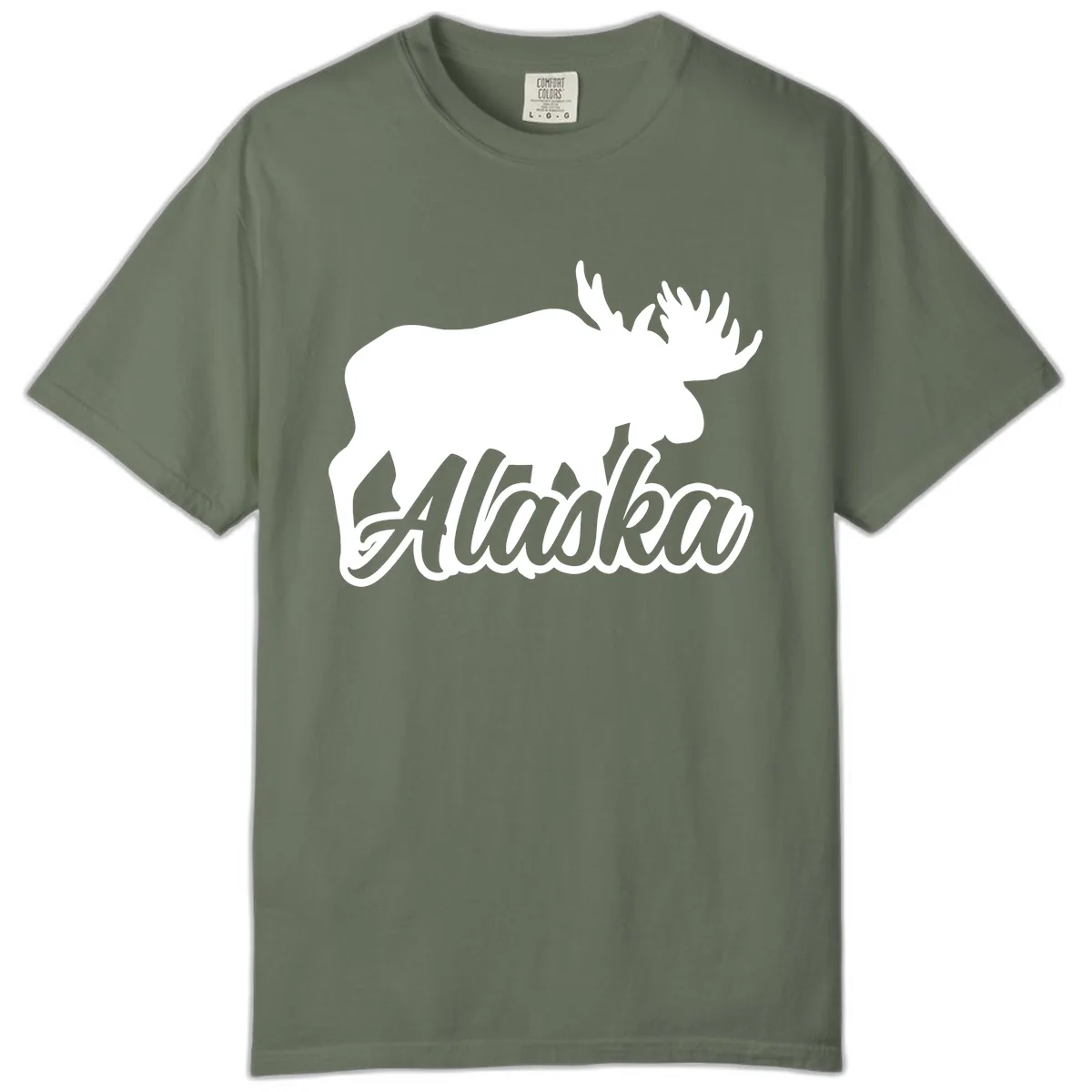 Moose Alaska Silhouette Design Comfort Color in Moss