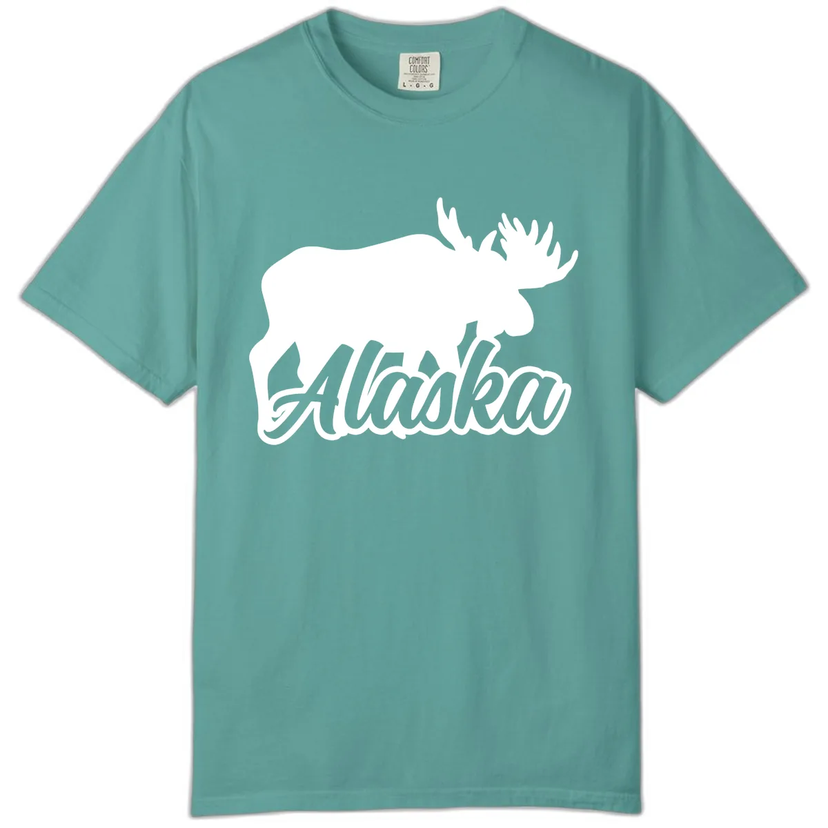 Moose Alaska Silhouette Design Comfort Color in Seafoam