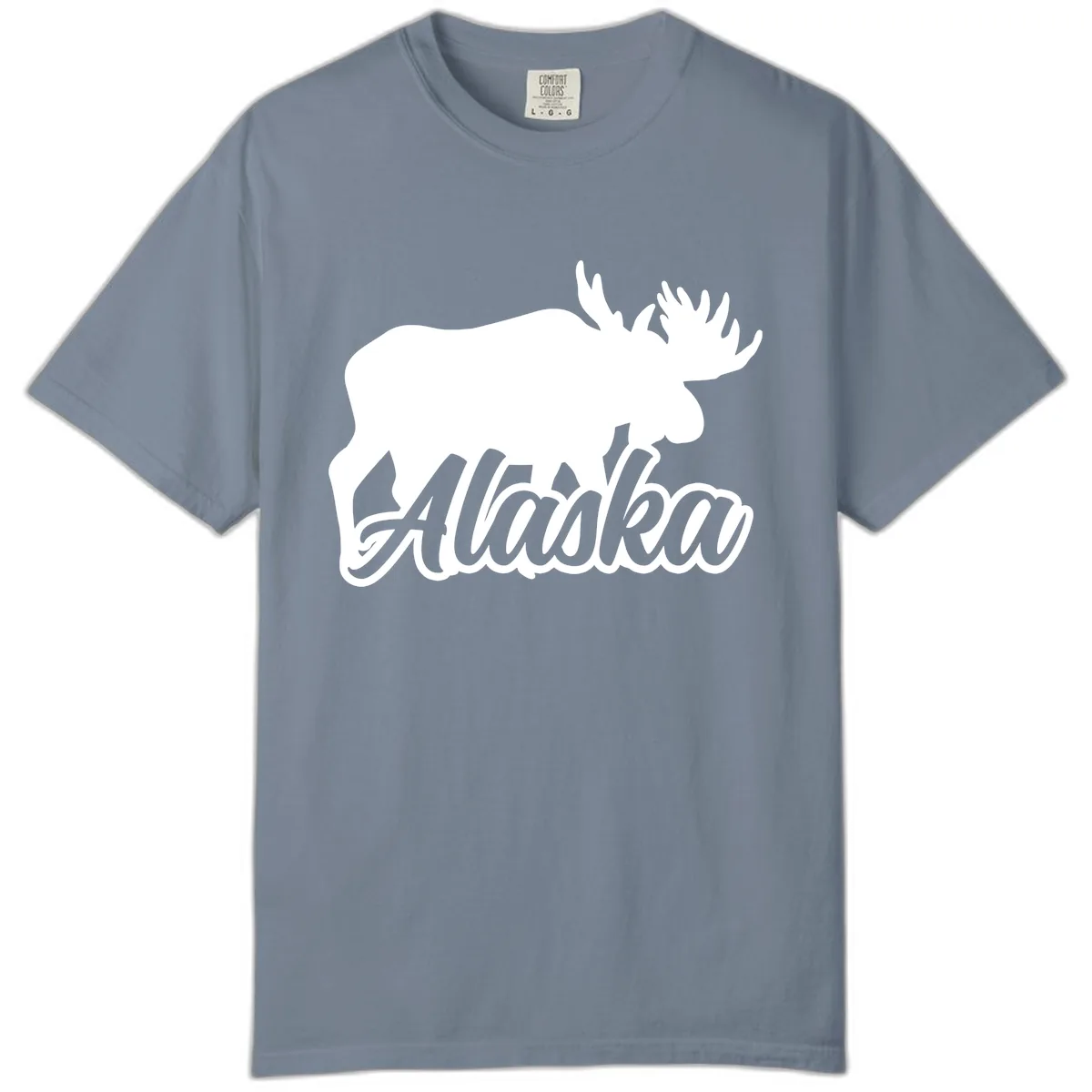 Moose Alaska Silhouette Design Comfort Color in Blue Jean