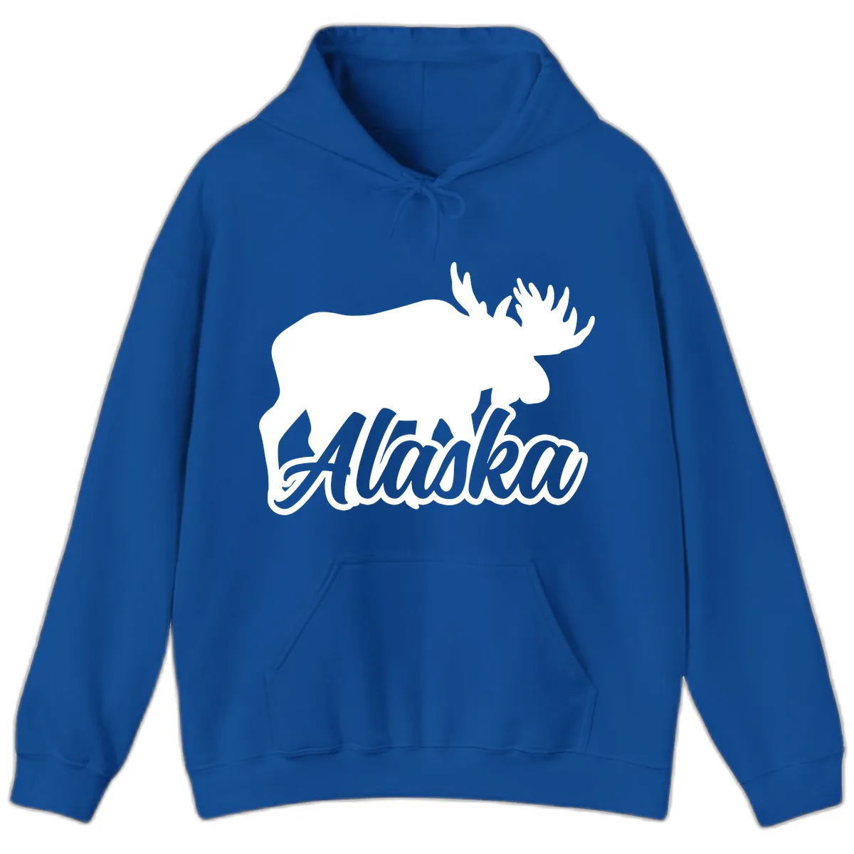 Moose Alaska Silhouette Design Hoodie in Royal