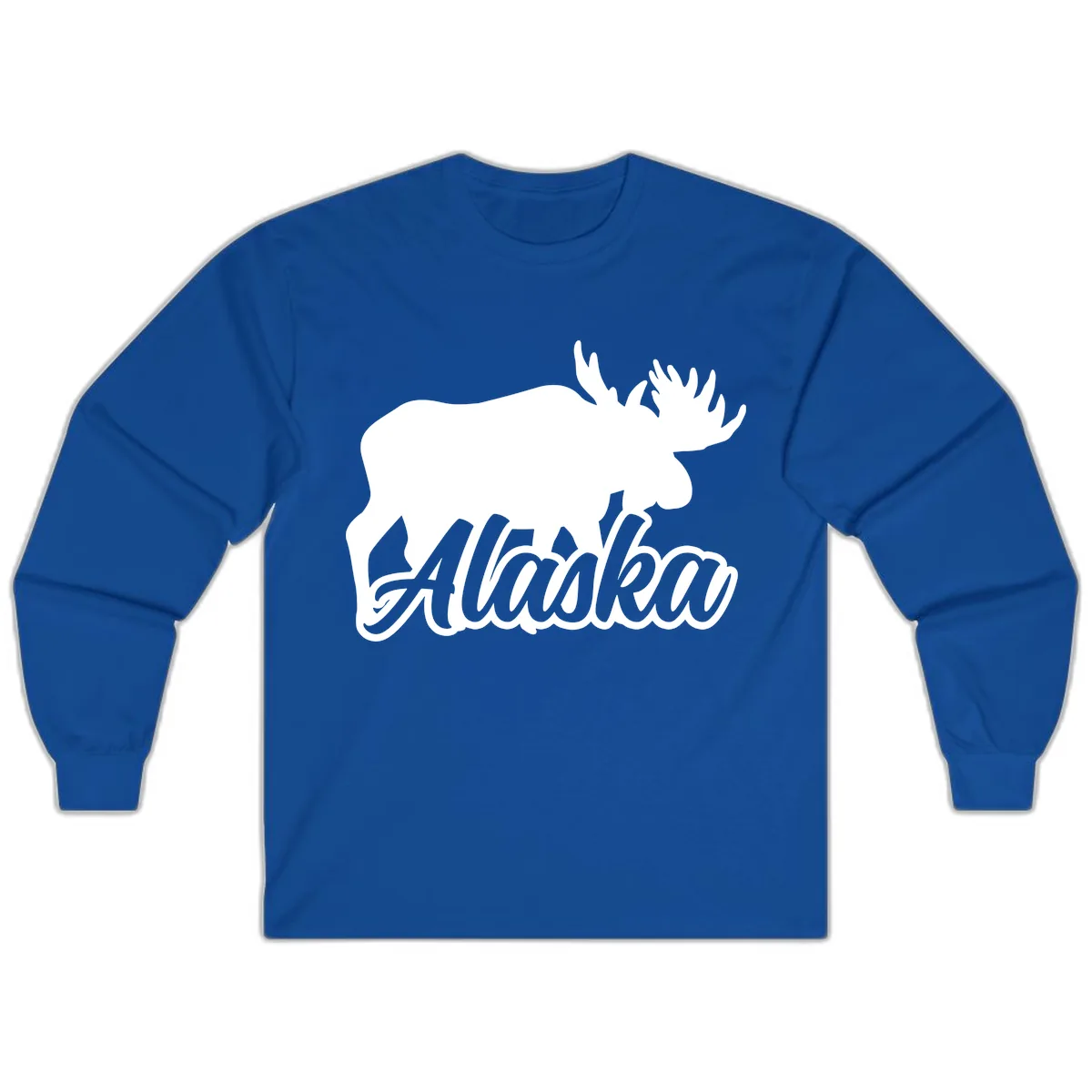 Moose Alaska Silhouette Design Long Sleeve in Royal