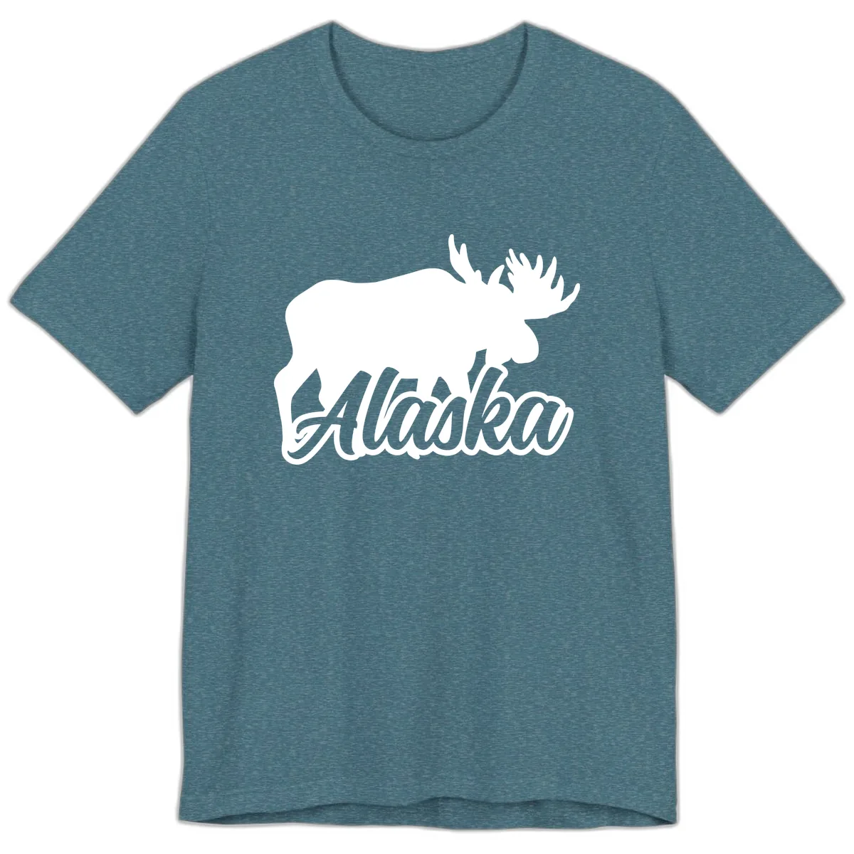 Moose Alaska Silhouette Design Premium T-Shirt in Heather Deep Teal