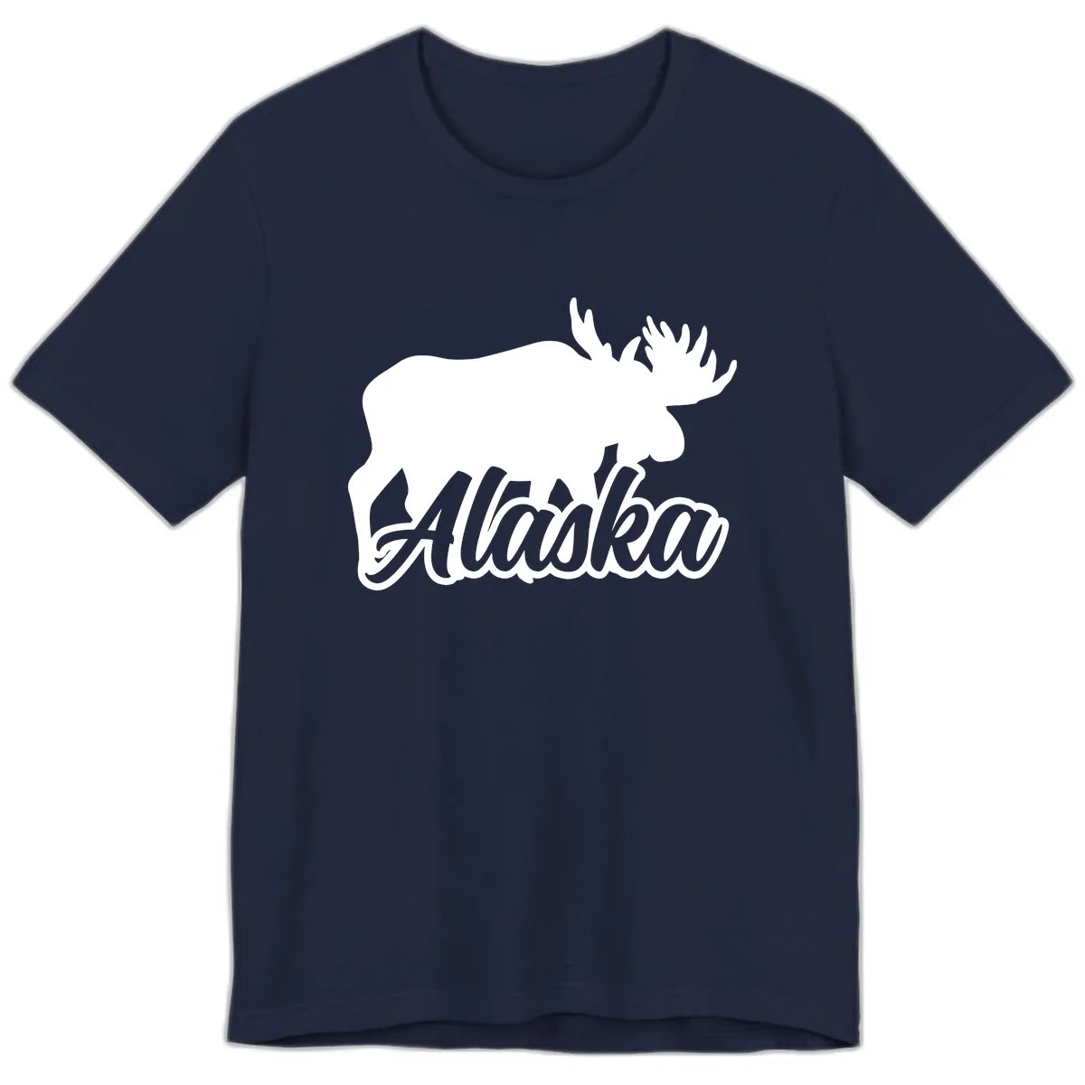 Moose Alaska Silhouette Design Premium T-Shirt in Navy
