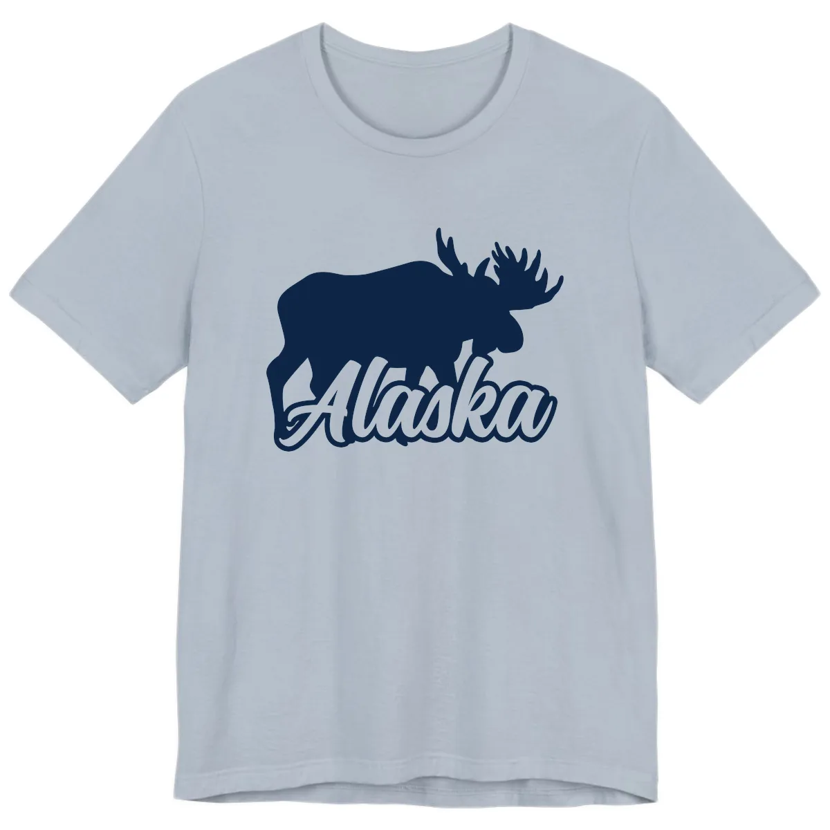 Moose Alaska Silhouette Design Premium T-Shirt in Light Blue