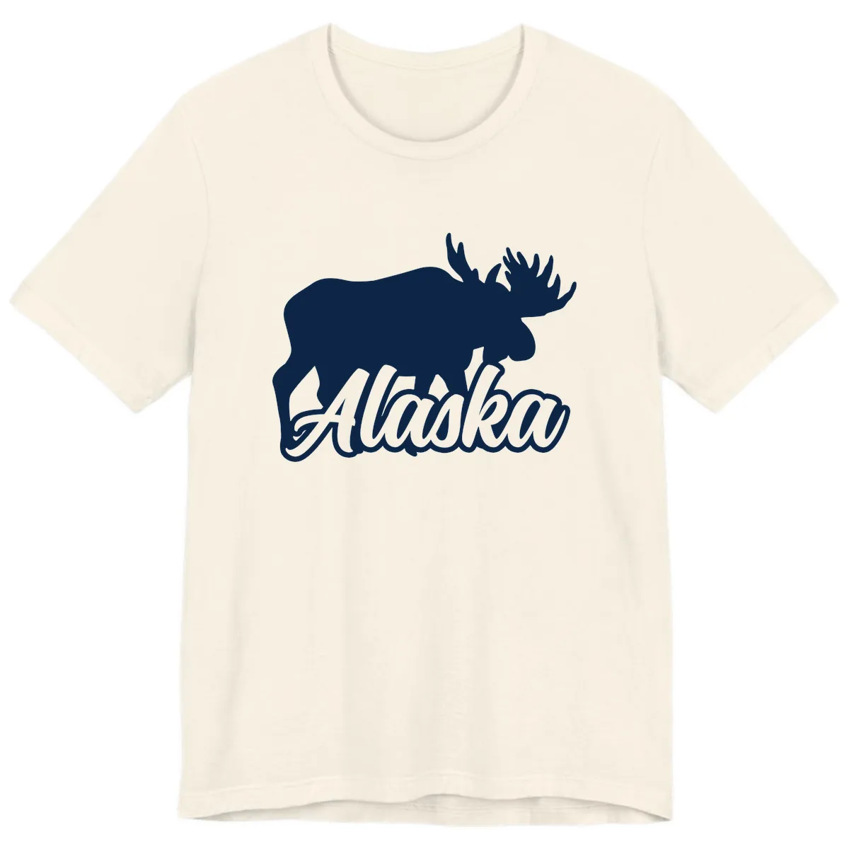 Moose Alaska Silhouette Design Premium T-Shirt in Natural