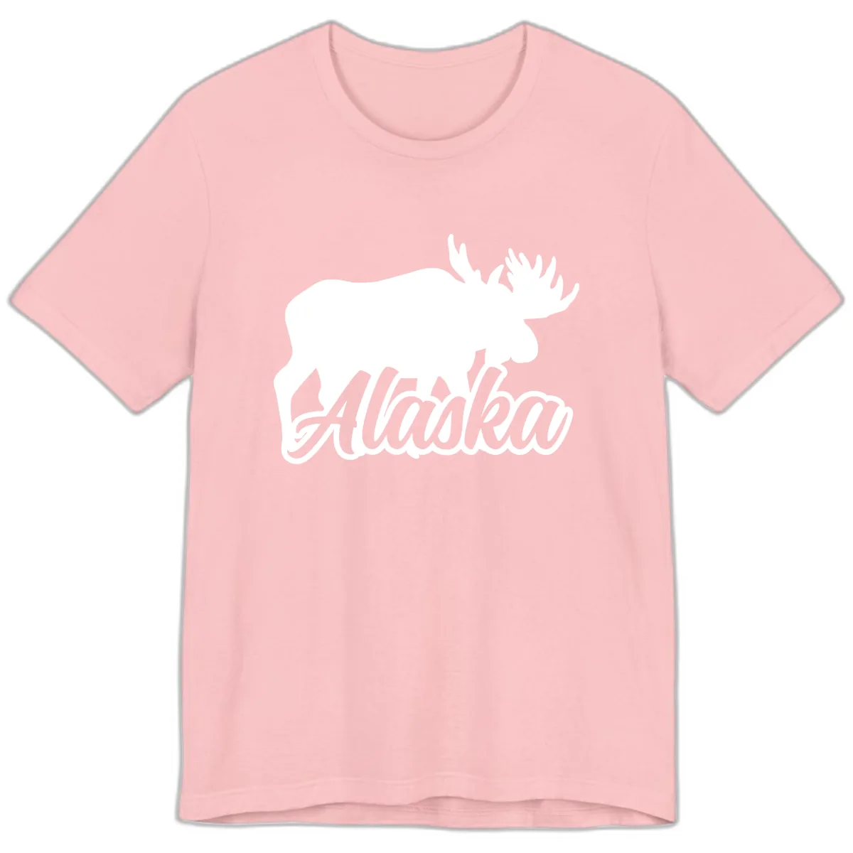 Moose Alaska Silhouette Design Premium T-Shirt in Pink