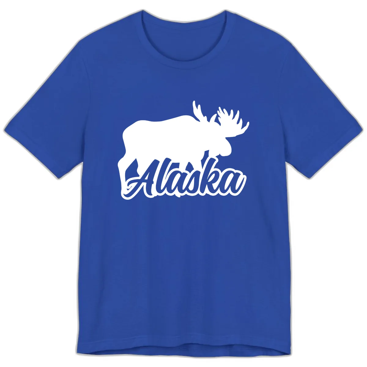 Moose Alaska Silhouette Design Premium T-Shirt in True Royal