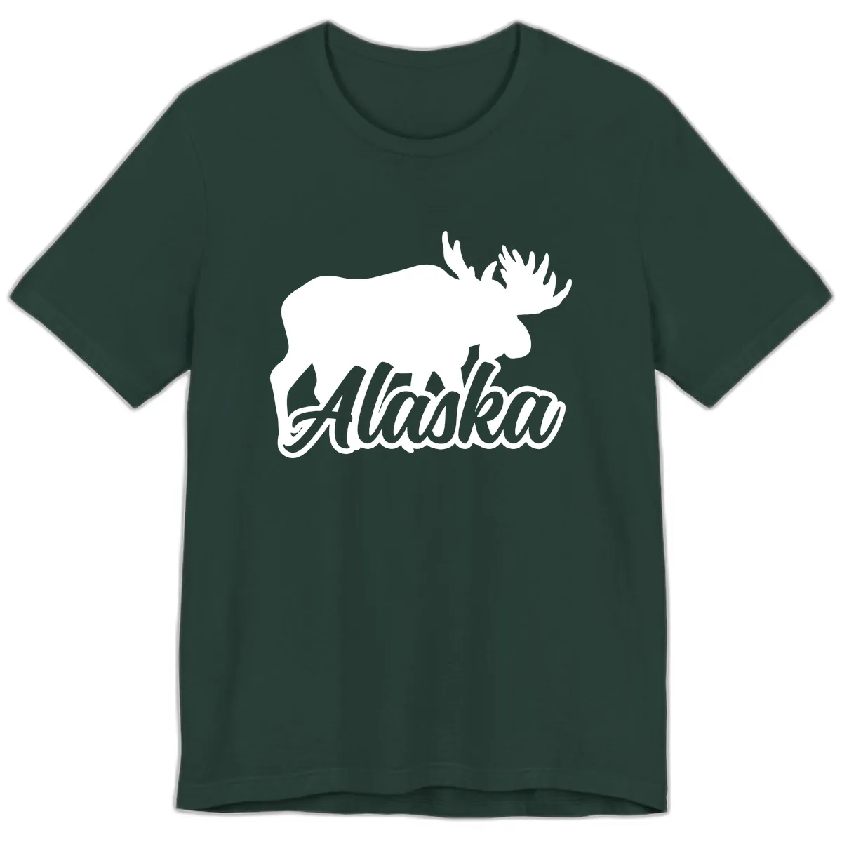 Moose Alaska Silhouette Design Premium T-Shirt in Forest