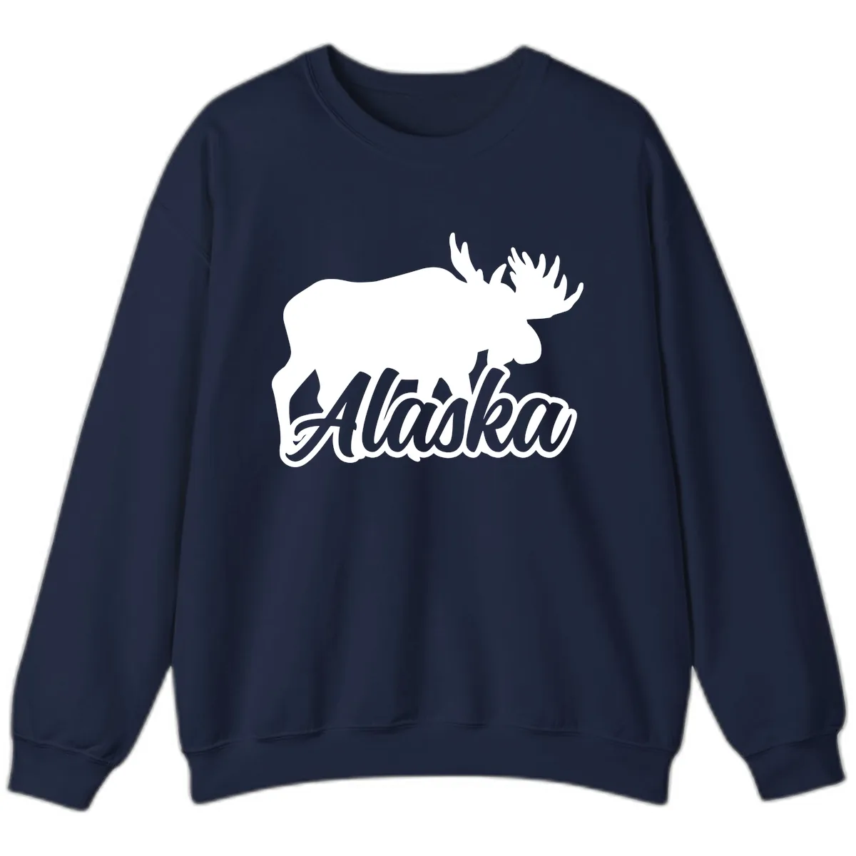 Moose Alaska Silhouette Design Sweatshirt in Navy