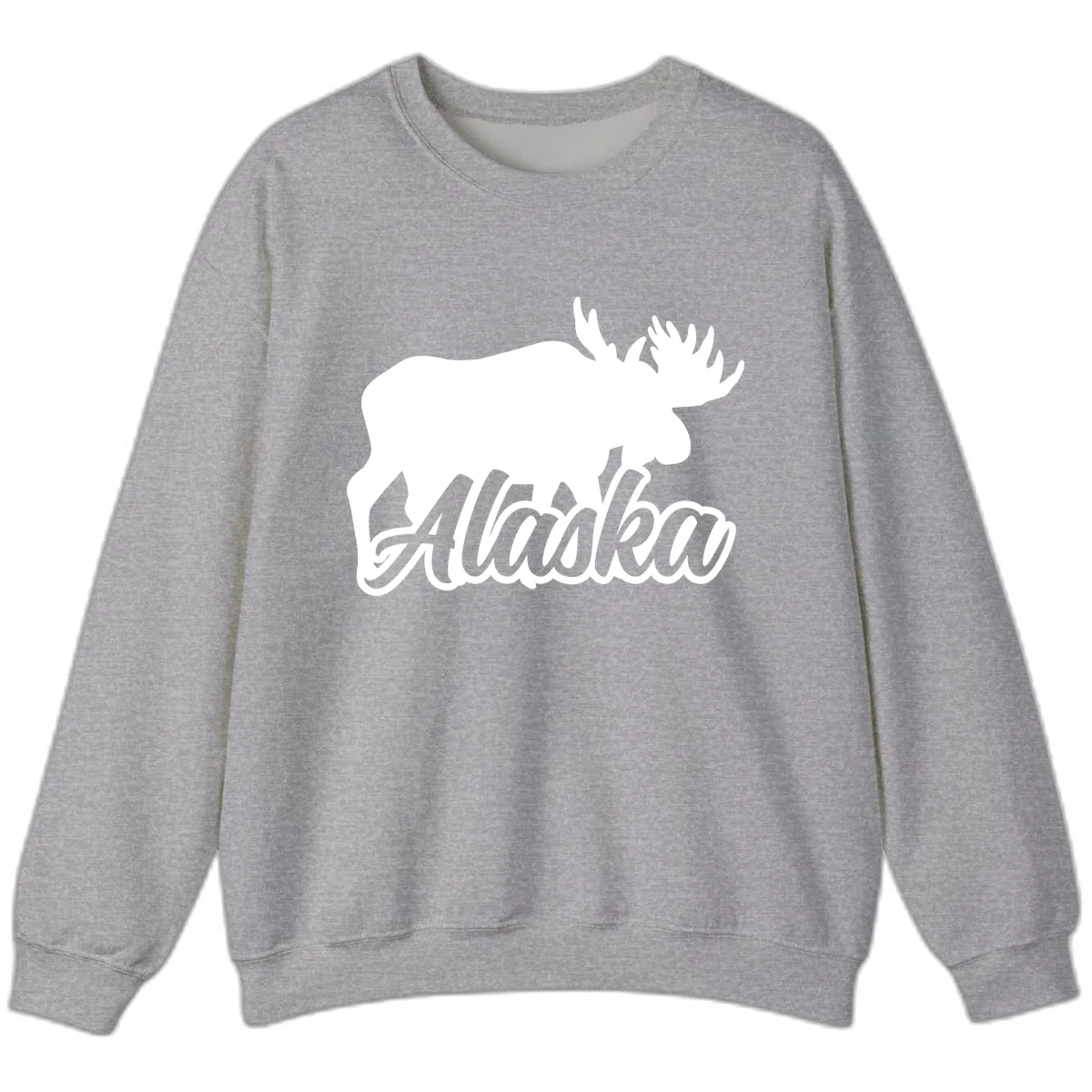 Moose Alaska Silhouette Design Sweatshirt in Sport Grey