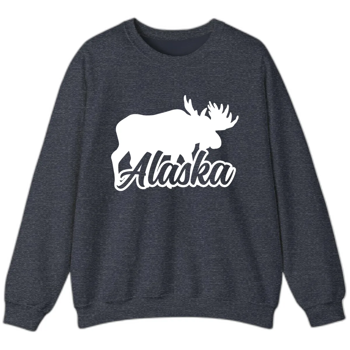 Moose Alaska Silhouette Design Sweatshirt in Heather Sport Dark Navy
