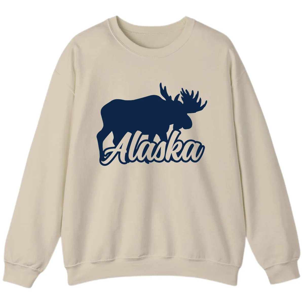 Moose Alaska Silhouette Design Sweatshirt in Sand