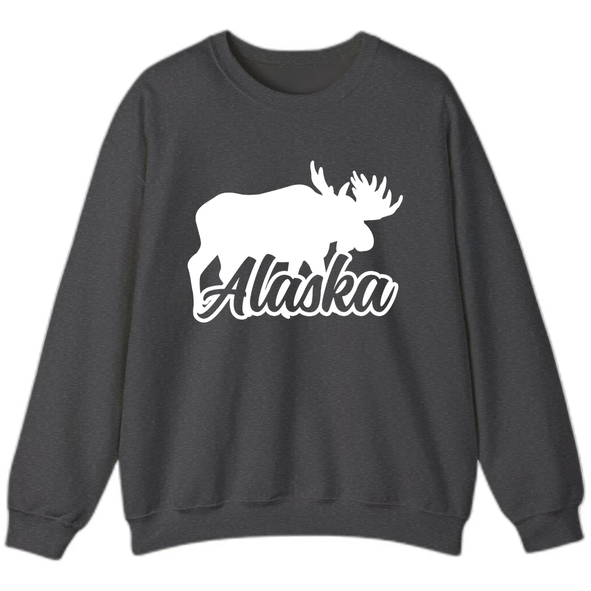 Moose Alaska Silhouette Design Sweatshirt in Dark Heather