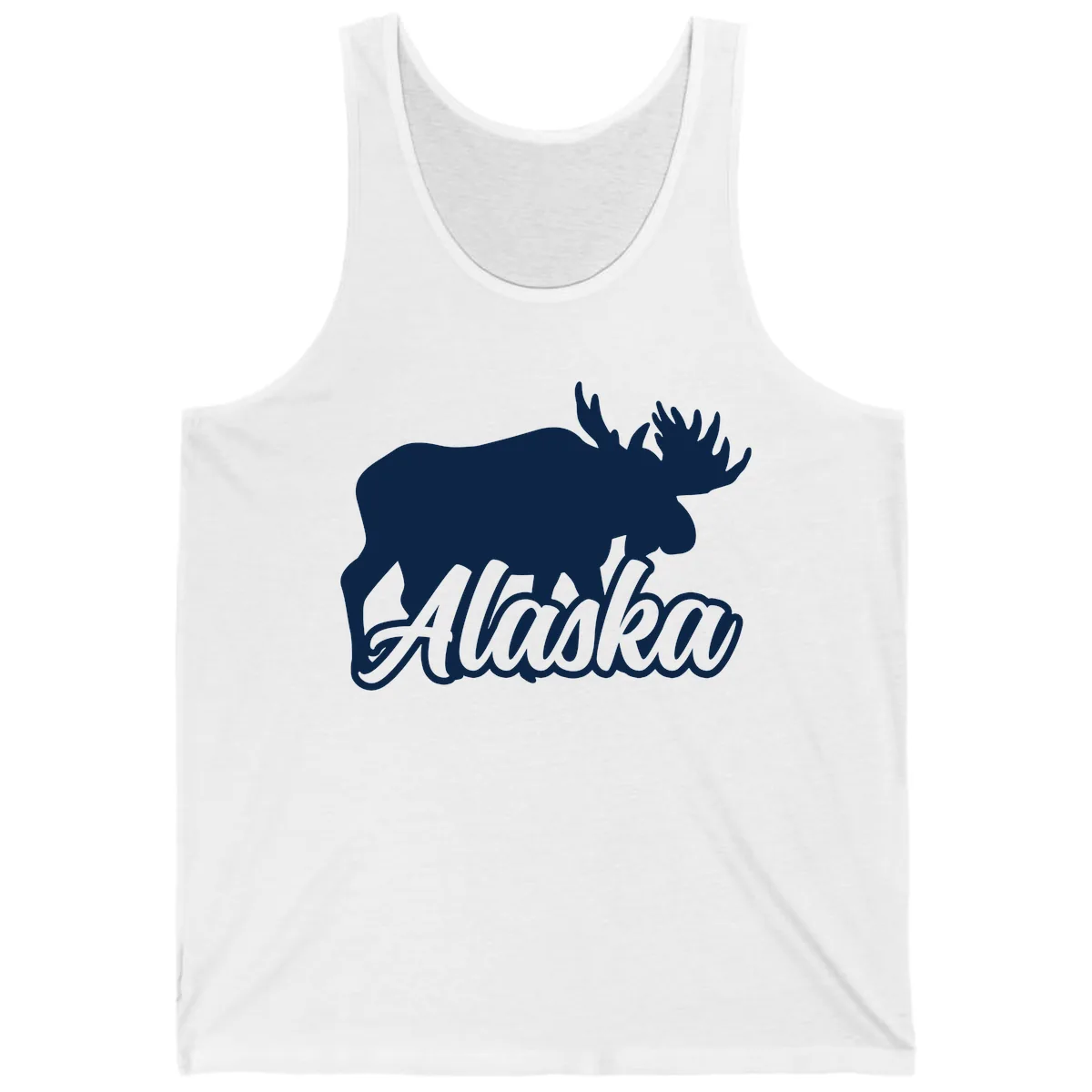 Moose Alaska Silhouette Design Tank in White