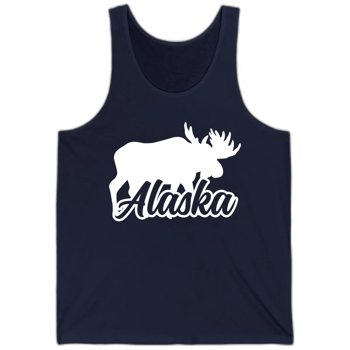 Moose Alaska Silhouette Design Tank in Navy