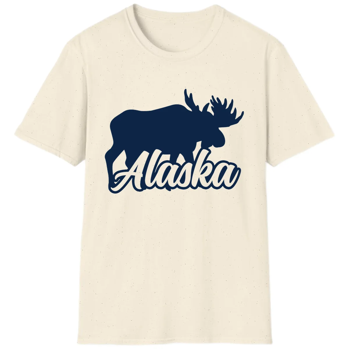 Moose Alaska Silhouette Design T-Shirt in Natural