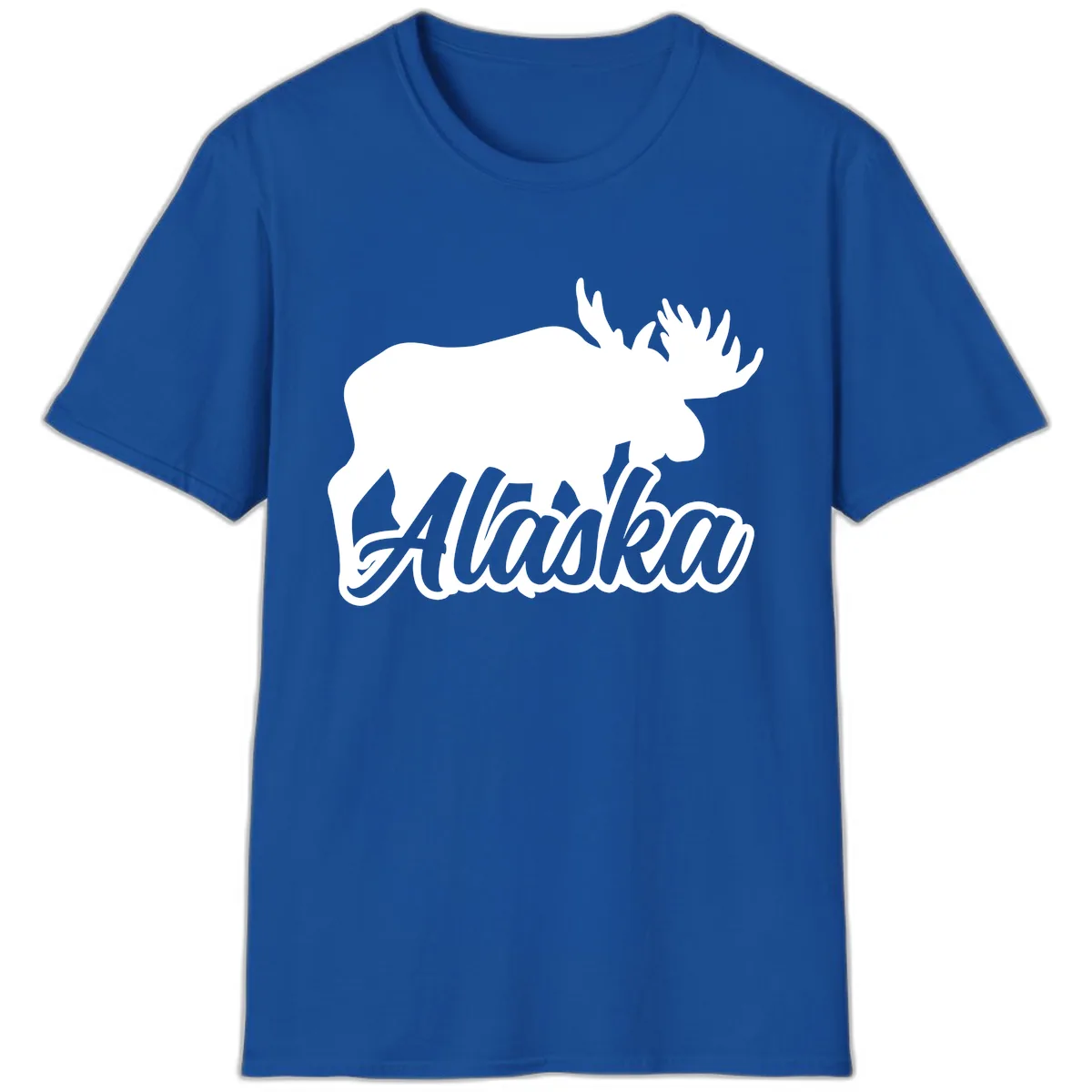 Moose Alaska Silhouette Design T-Shirt in Royal