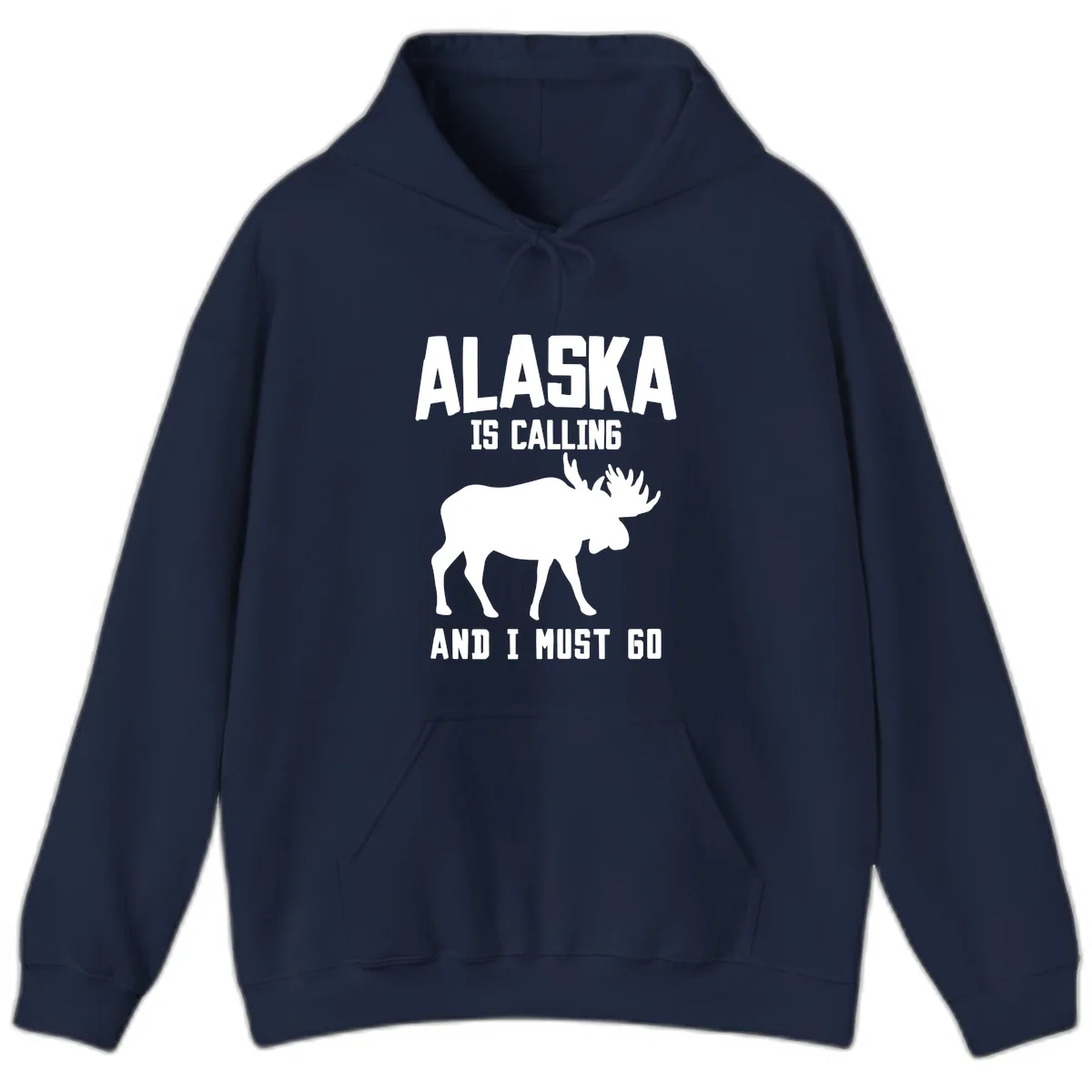Alaska Is Calling Moose Hoodie in Navy