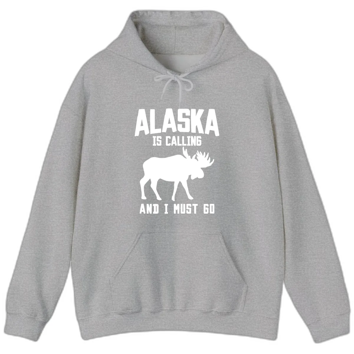 Alaska Is Calling Moose Hoodie in Sport Grey