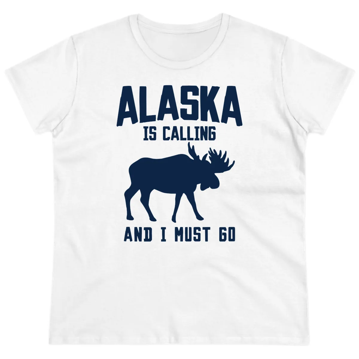 Alaska Is Calling Moose Ladies Tee in White