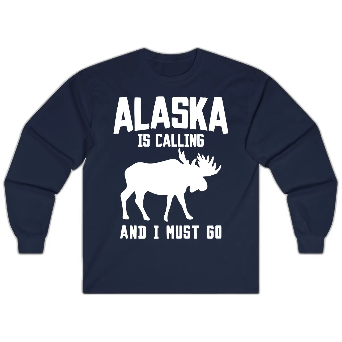 Alaska Is Calling Moose Long Sleeve in Navy