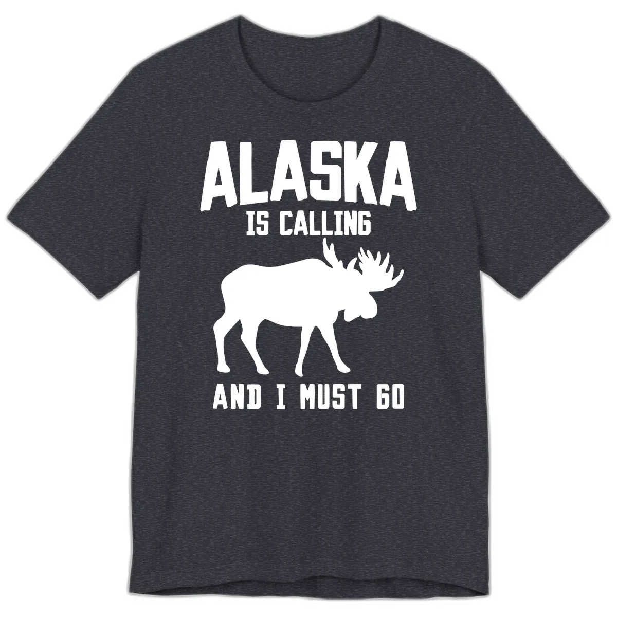 Alaska Is Calling Moose Premium T-Shirt in Heather Navy